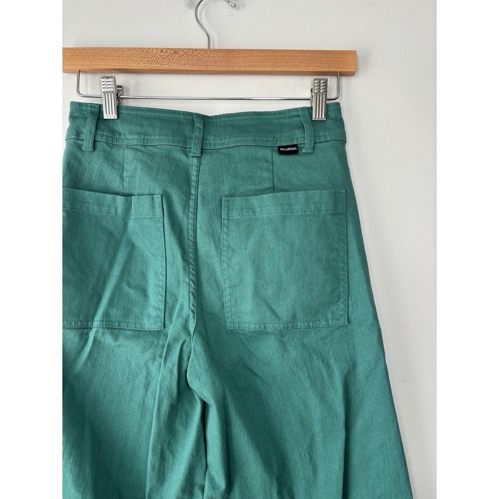 Billabong Free Fall High Waisted Wide Leg Raw Hem Twill Pants Green 27 - Picture 8 of 10